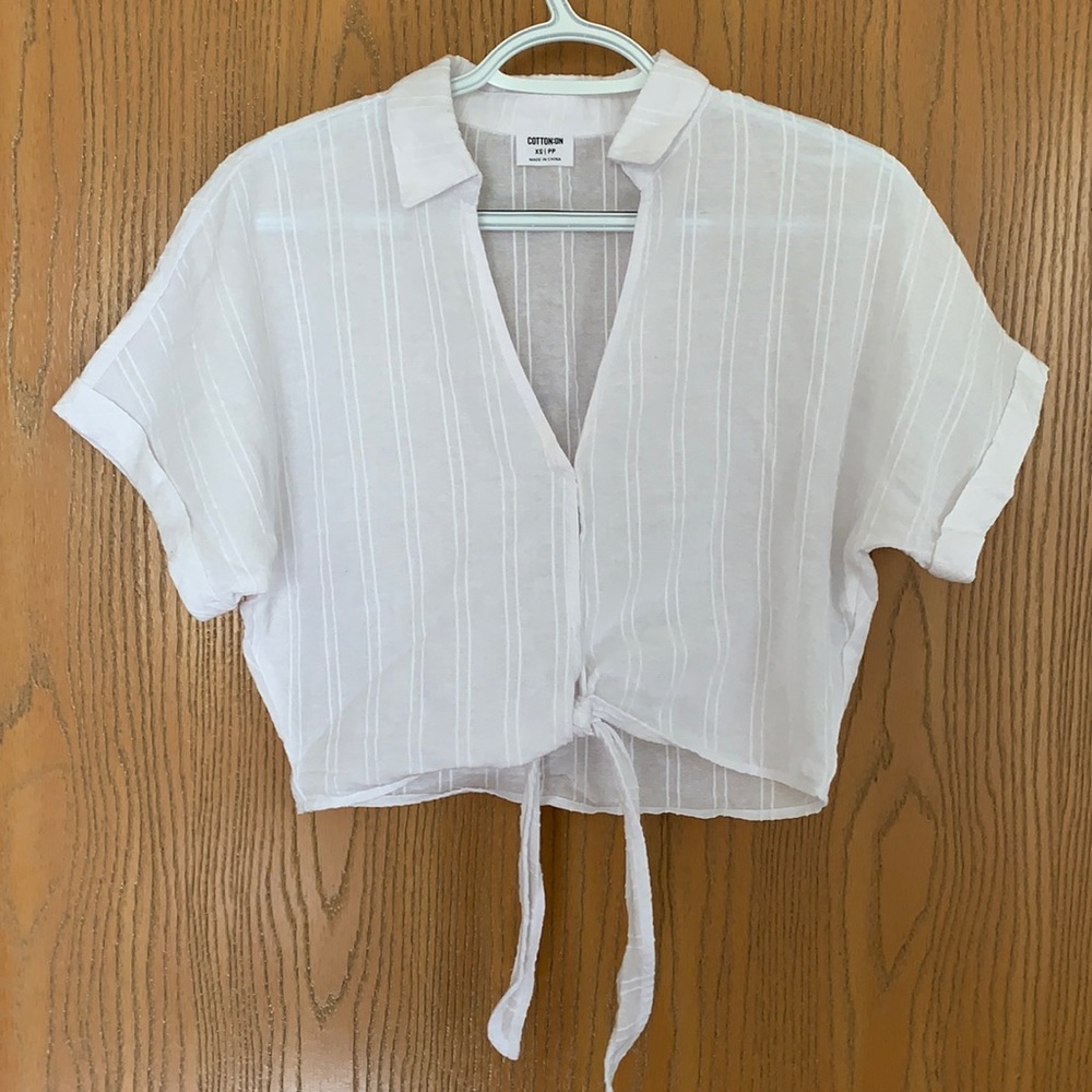 Cotton On Summer Sheer Tie Front Collared Shirt